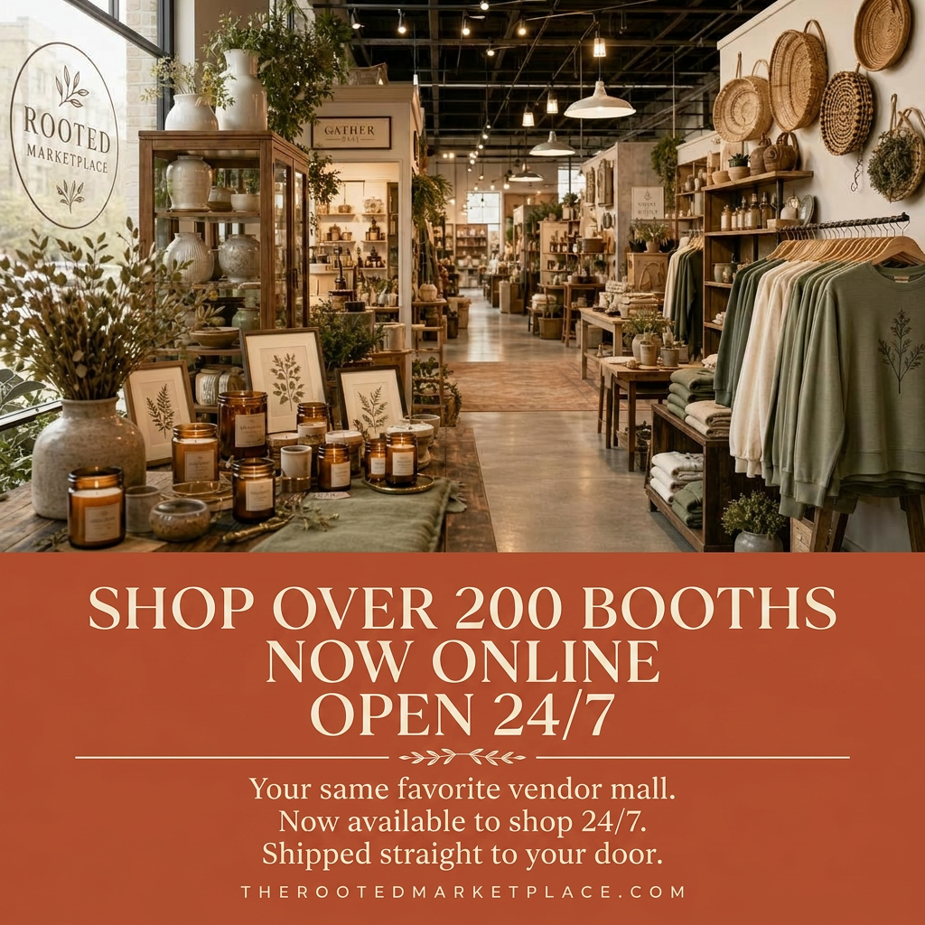 Inside The Rooted Marketplace — over 200 booths now online, open 24/7